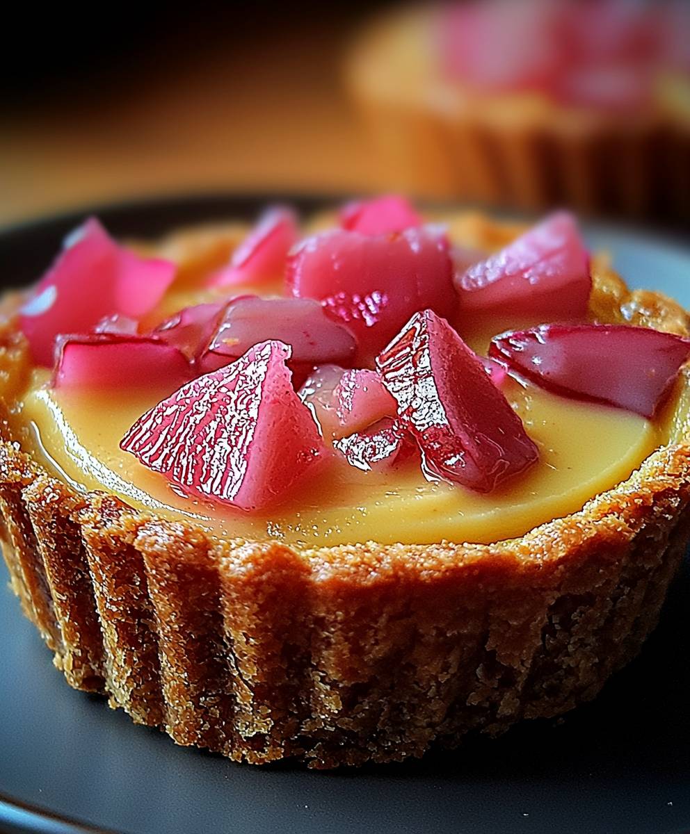 Tarte rhubarbe crème pâtissière sans croûte