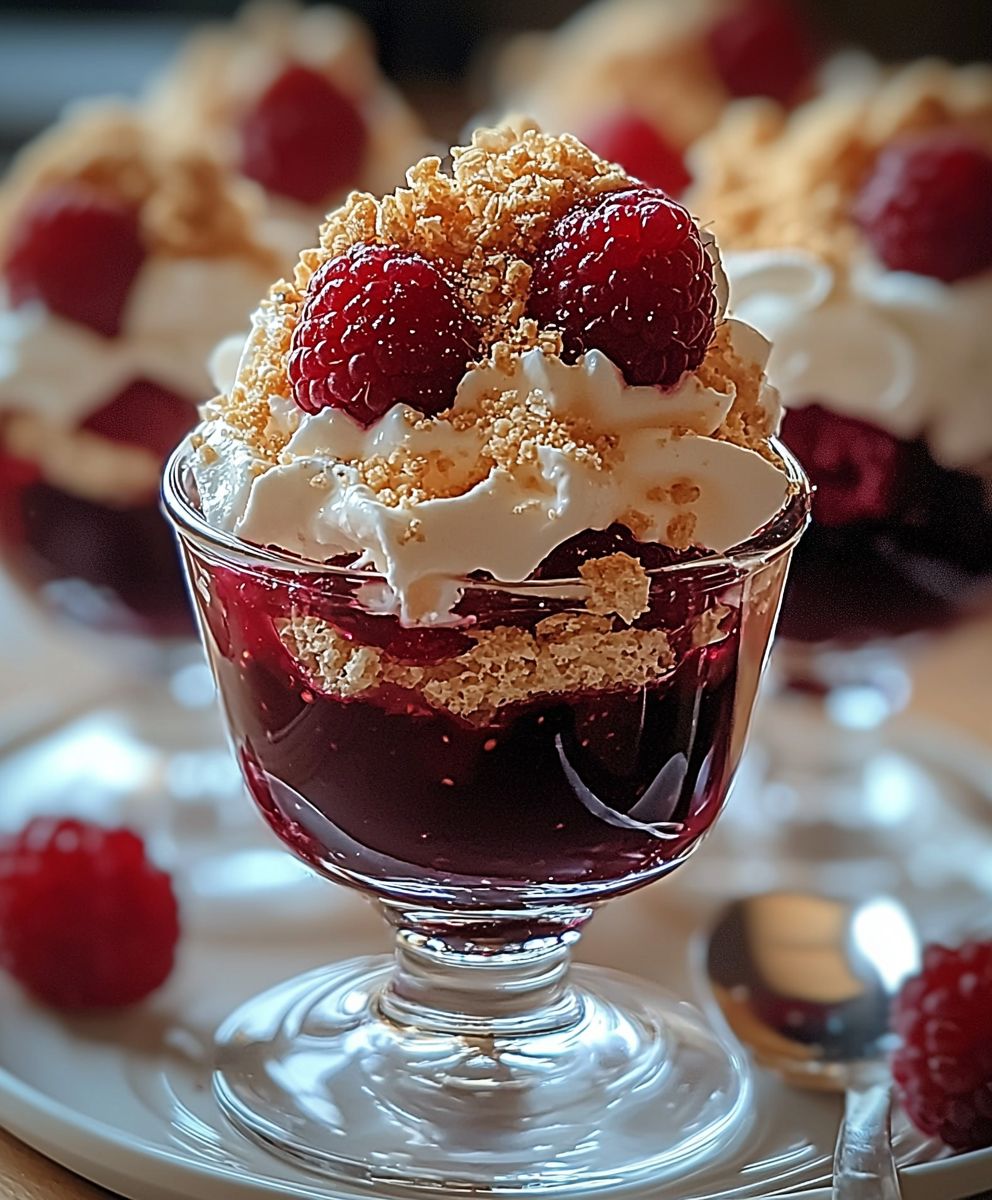 Verrines framboise mascarpone meringue