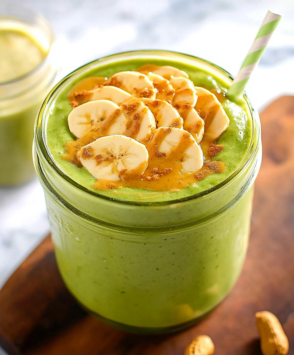 Smoothie vert au beurre de cacahuète