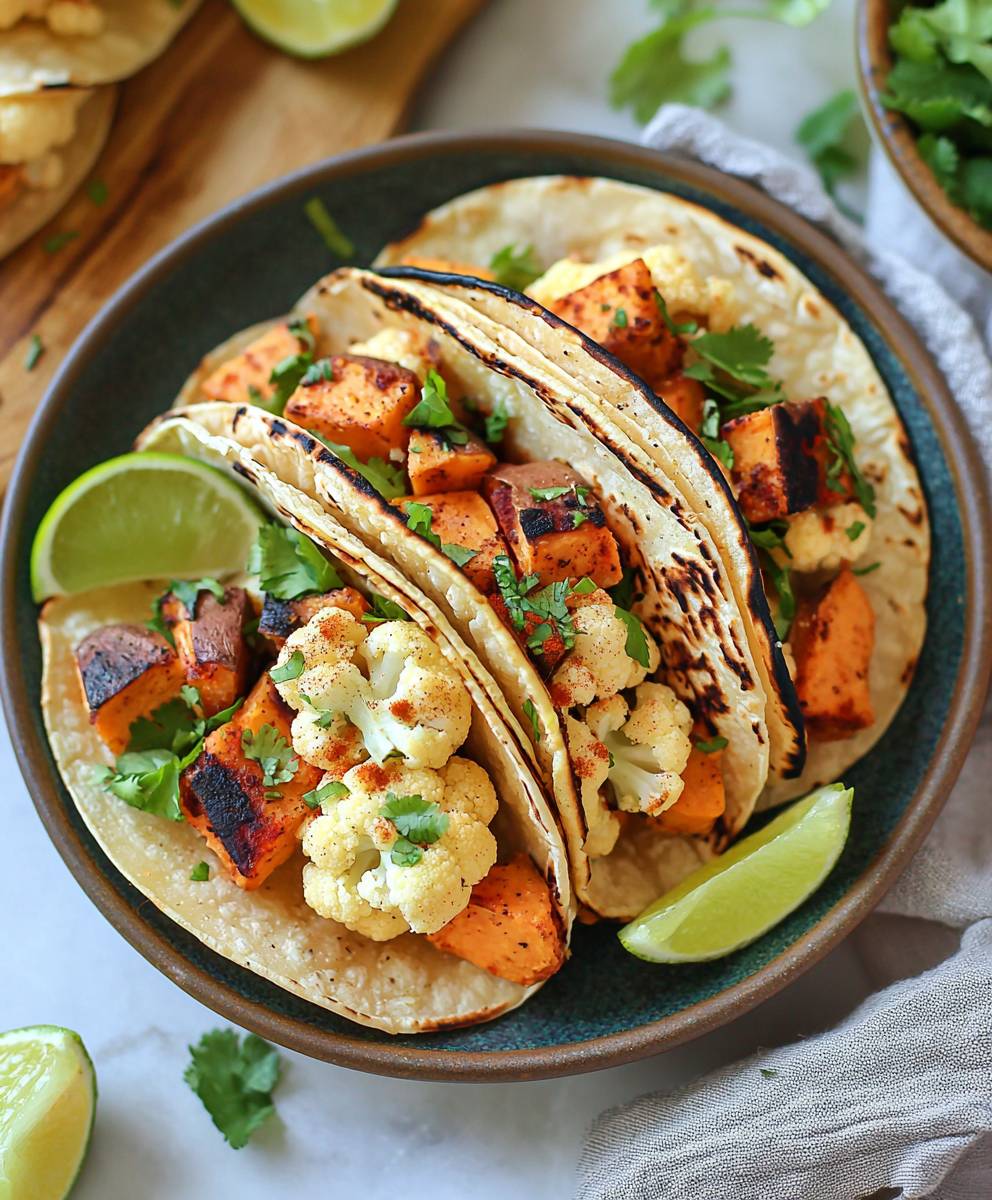 Tacos végétariens chou-fleur patates douces