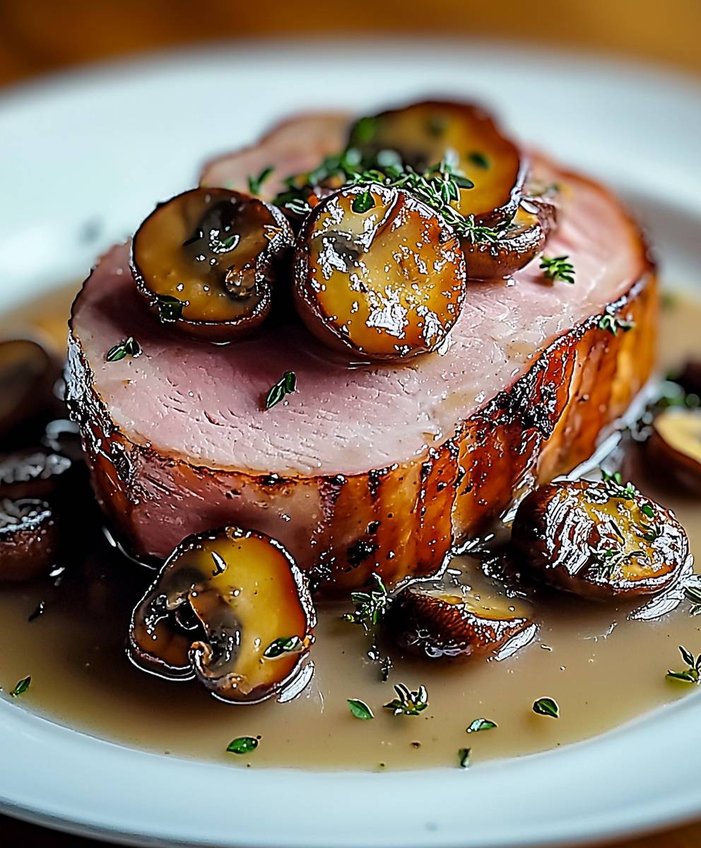 Jambon sauce Madère champignons