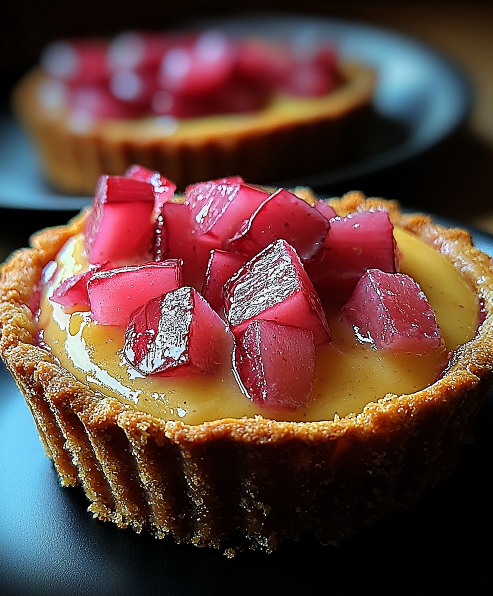 Tarte rhubarbe crème pâtissière sans croûte