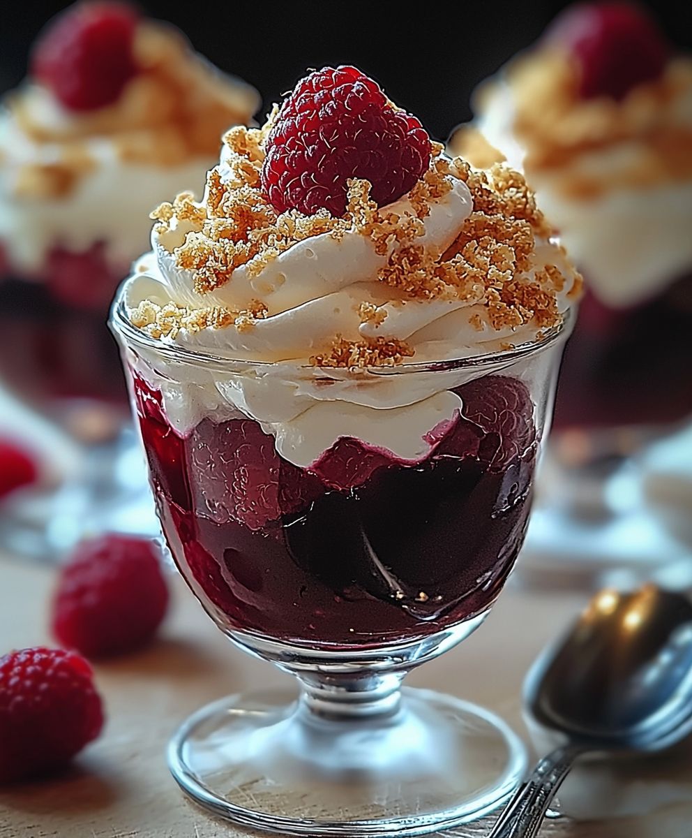 Verrines framboise mascarpone meringue