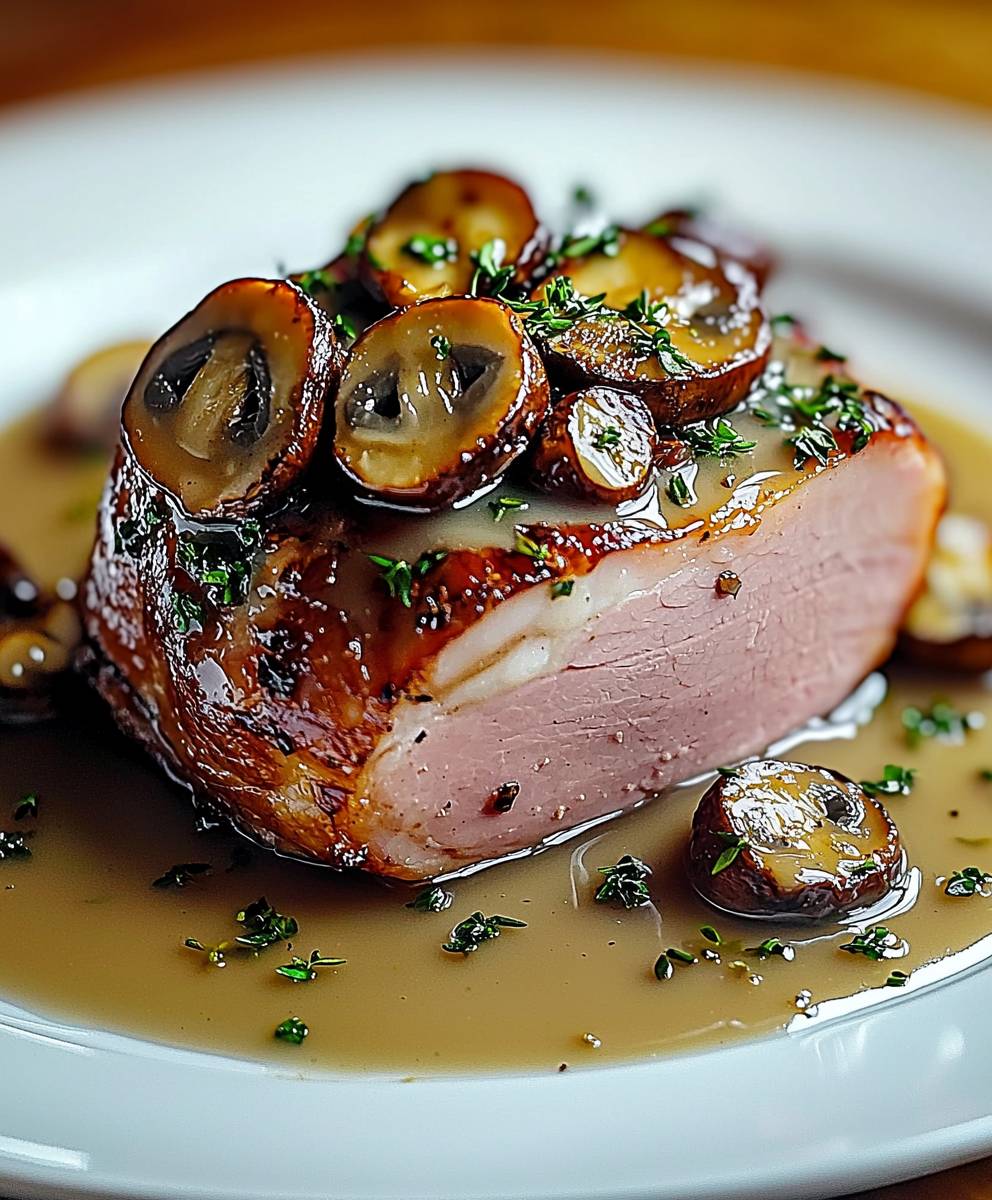 Jambon sauce Madère champignons