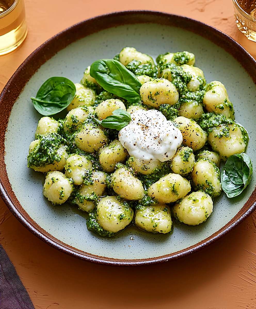 Gnocchis au pesto d'épinards