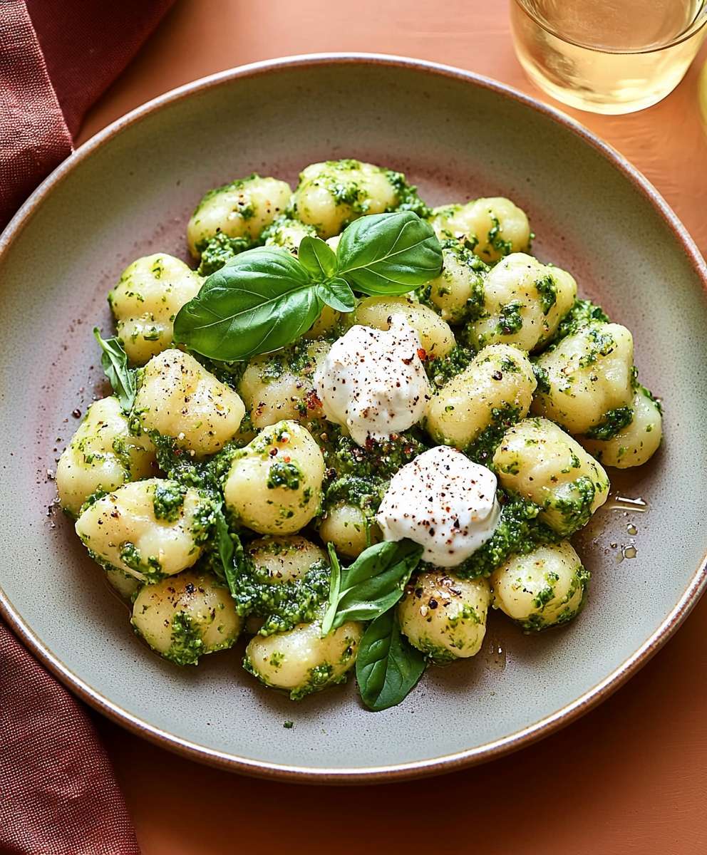 Gnocchis pesto épinards