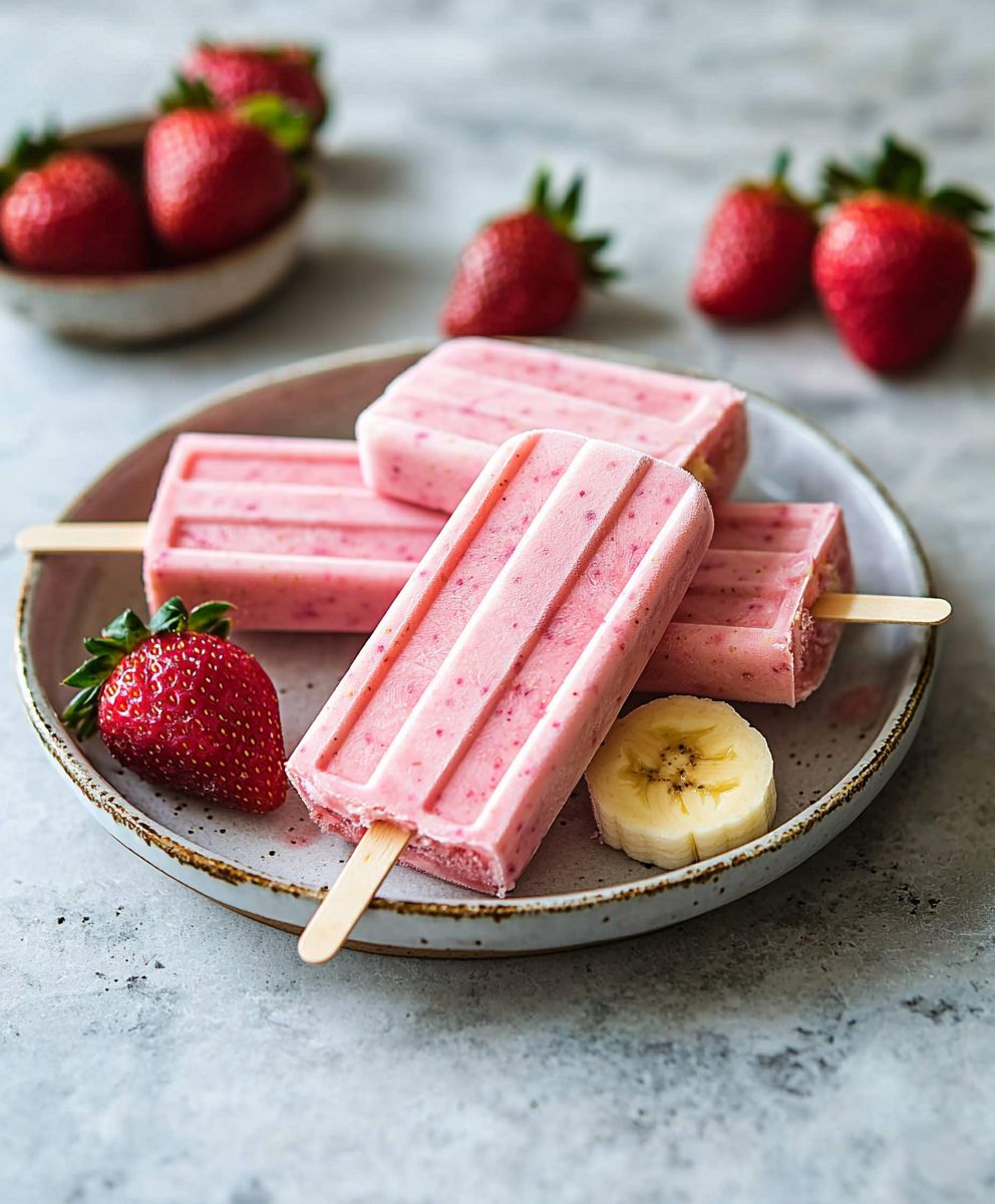 Popsicles fraise banane