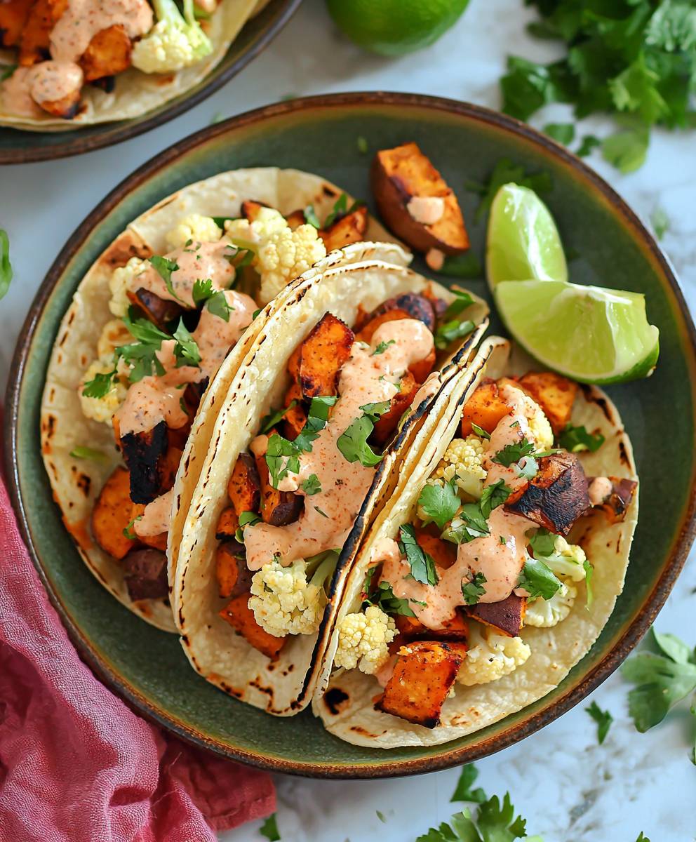 Tacos végétariens chou-fleur patates douces