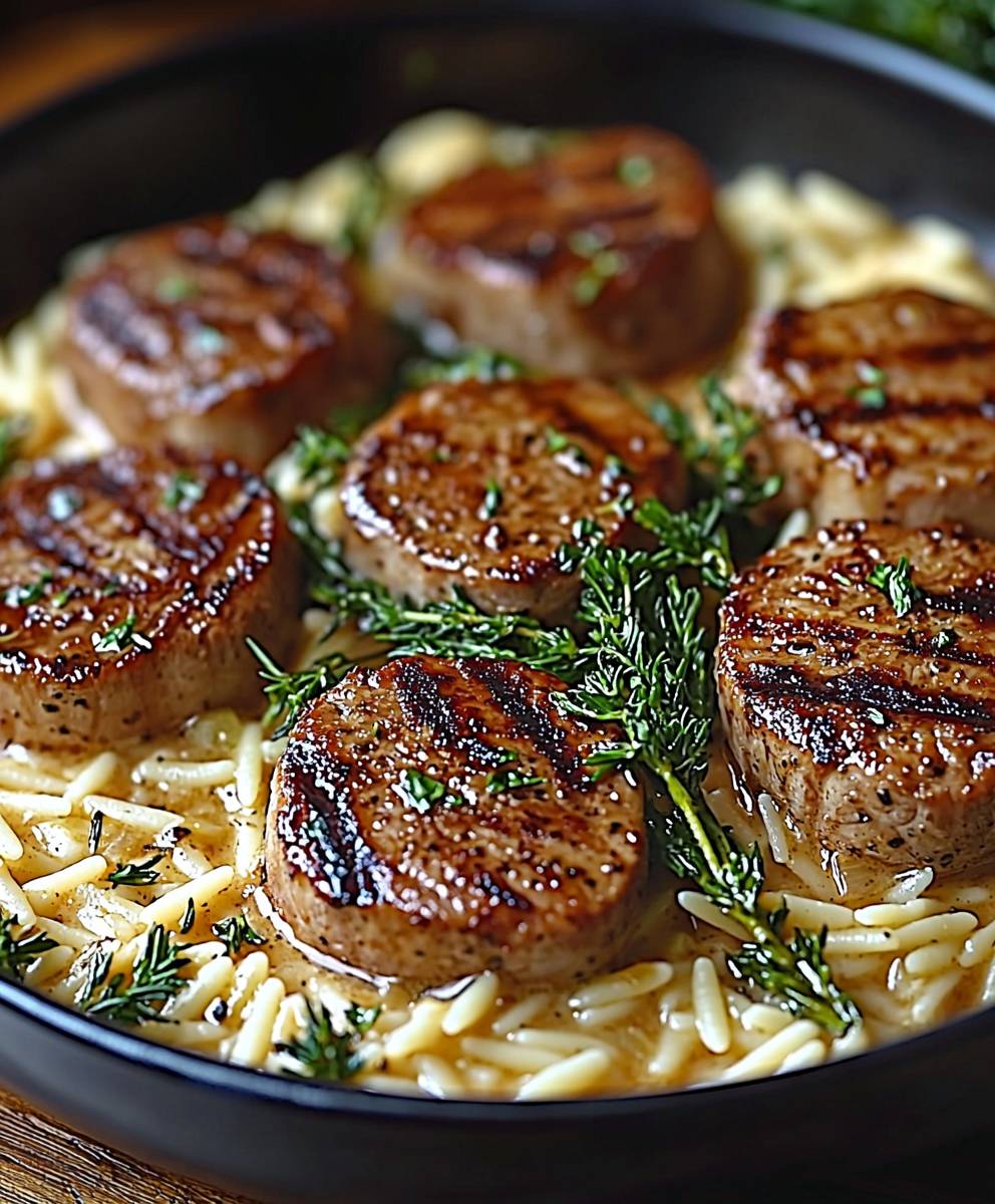 Filet de porc orzo crémeux