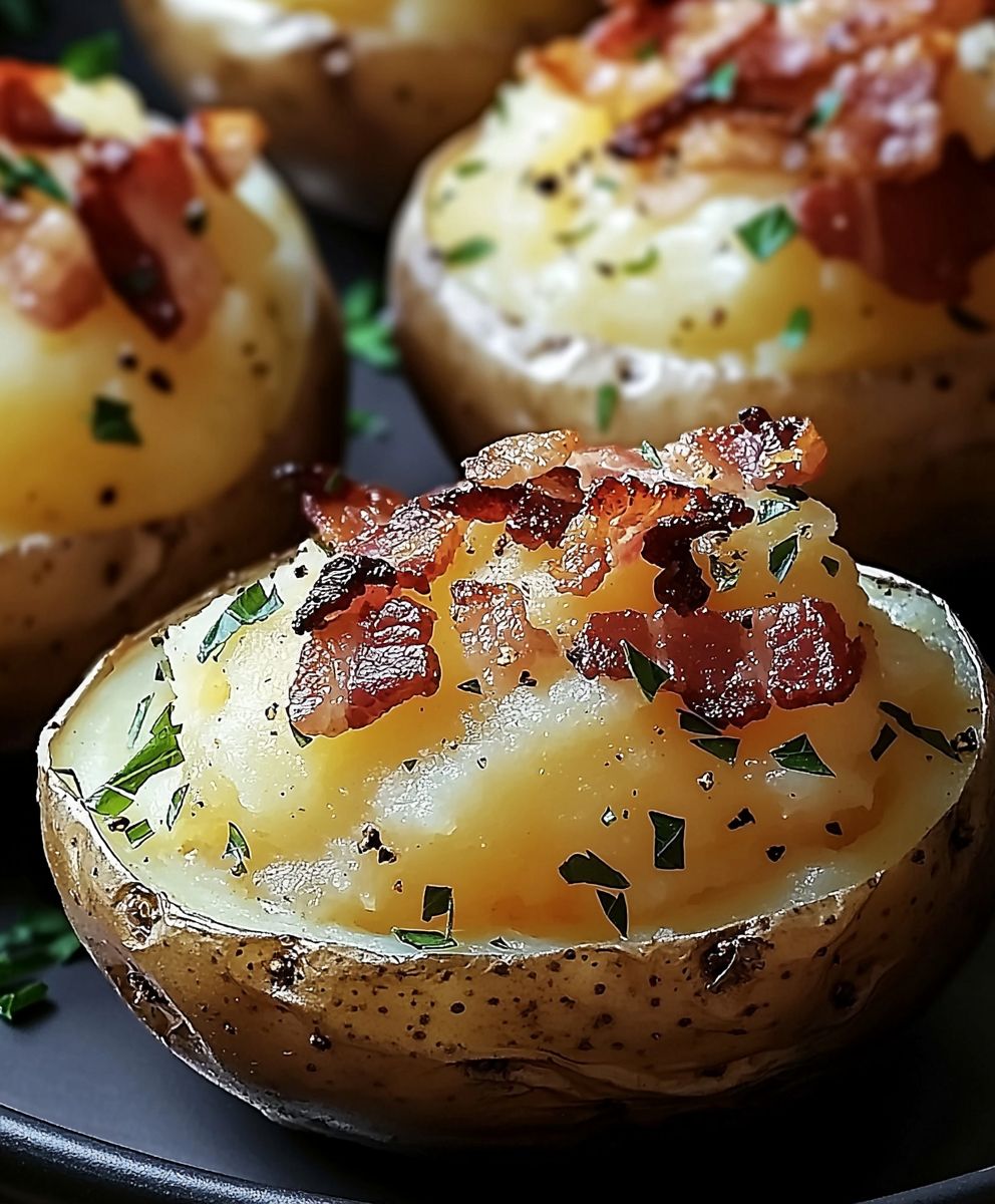 Pommes de terre farcies lardons oignons