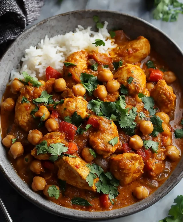 Curry de poulet pois chiches