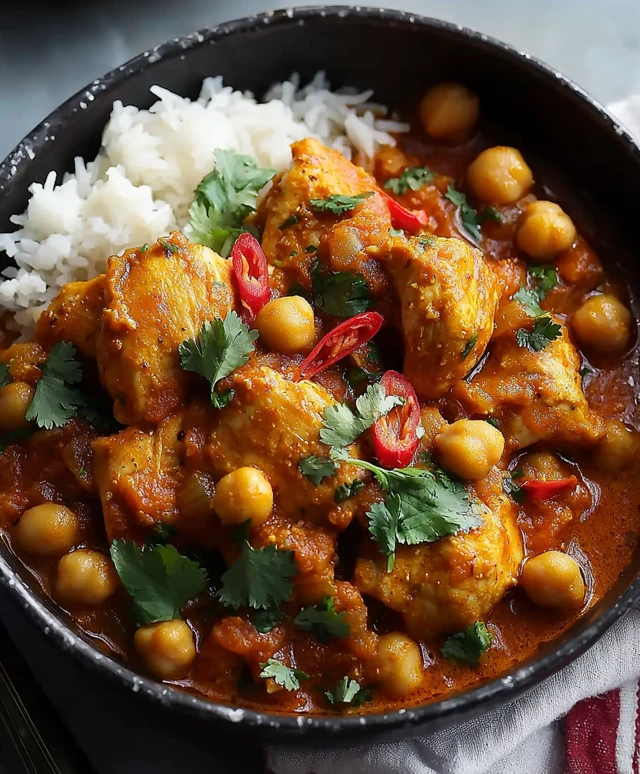 Curry de poulet pois chiches