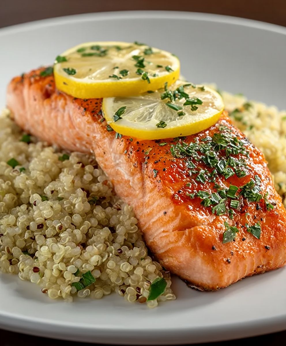 Saumon aux herbes citronné quinoa