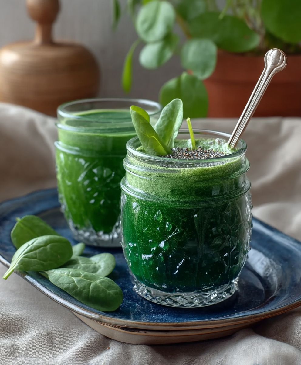 Smoothie vert épinards poire spiruline