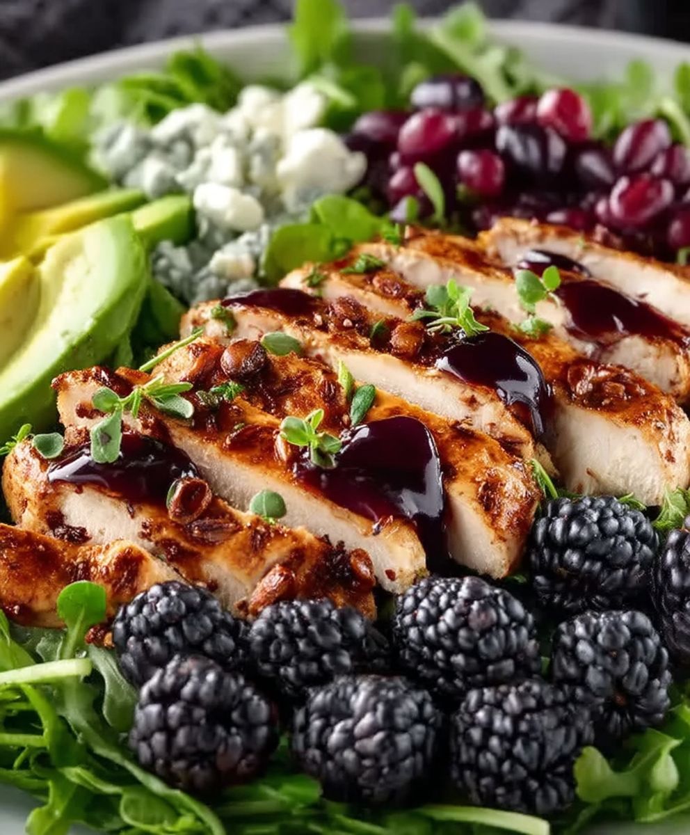 Salade poulet mûres