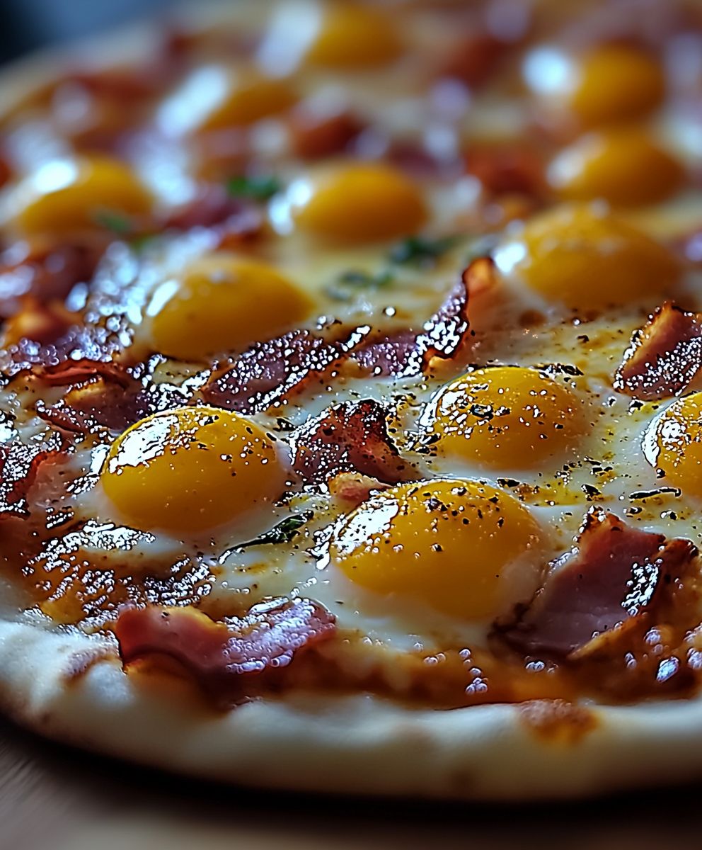 Pizza déjeuner jambon oeufs