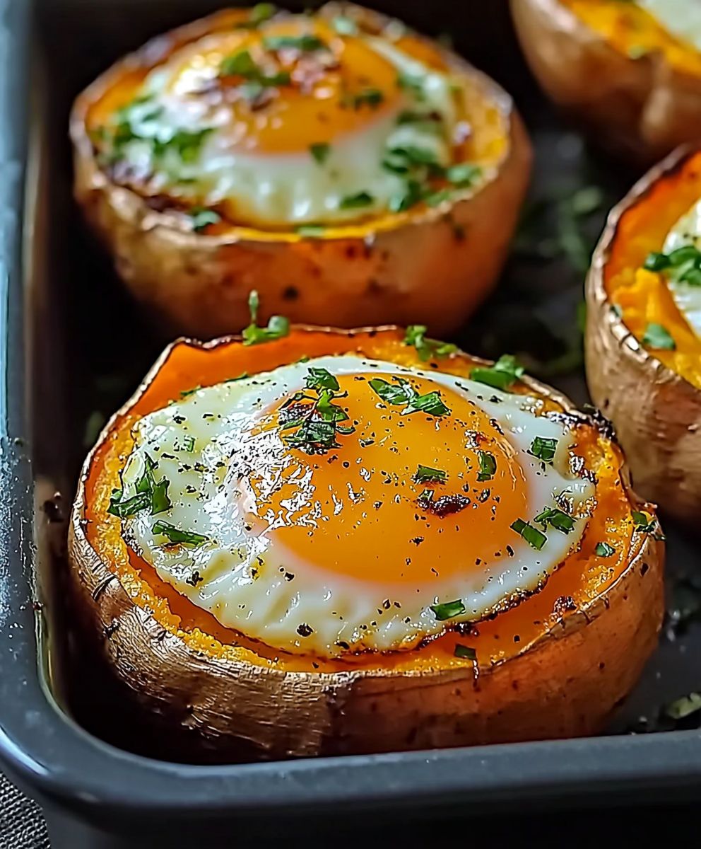 Patates douces ufs au four