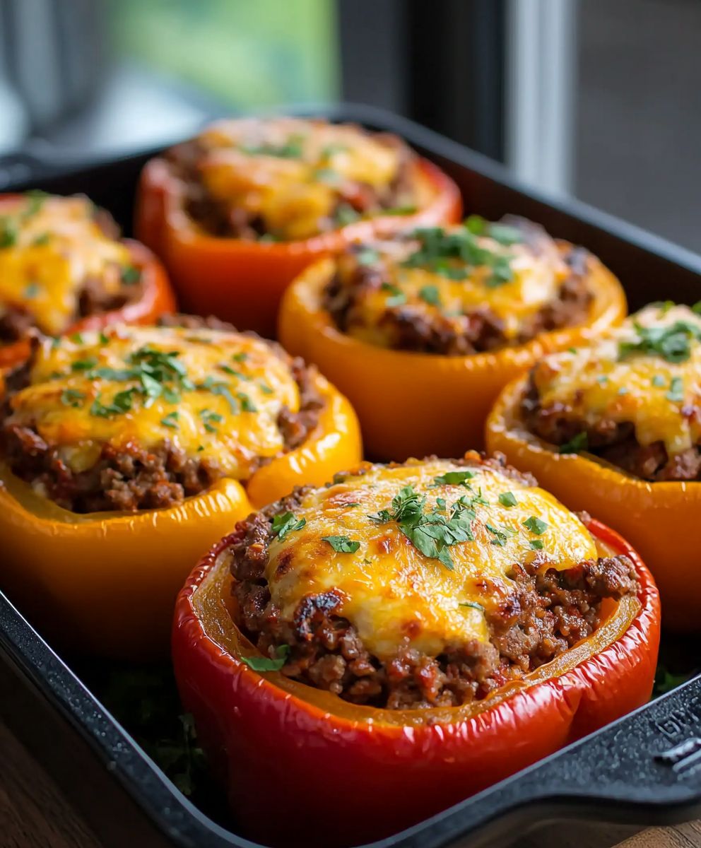 Poivrons farcis boeuf fromage