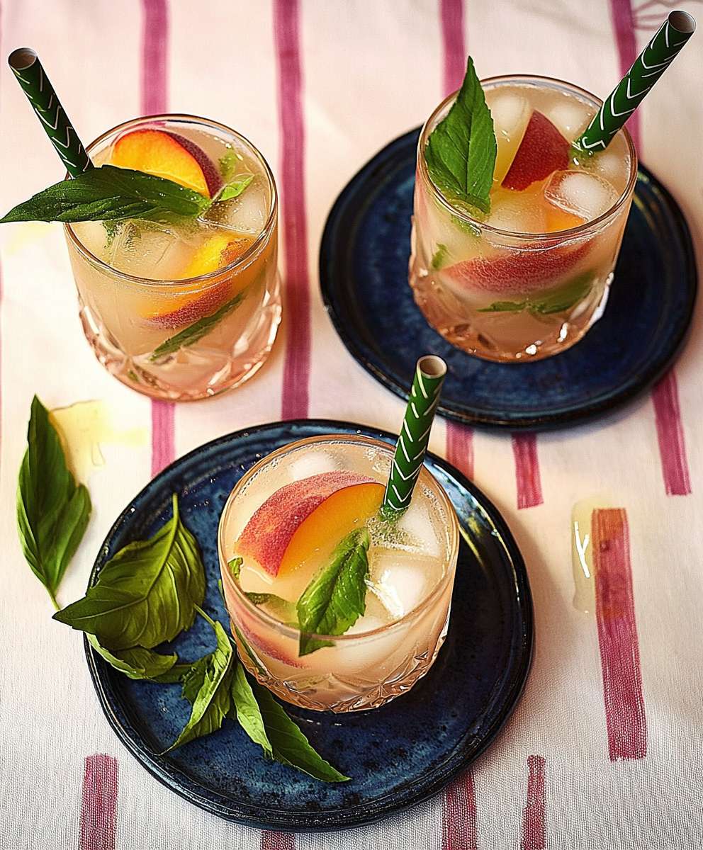 Cocktail été pêche verveine