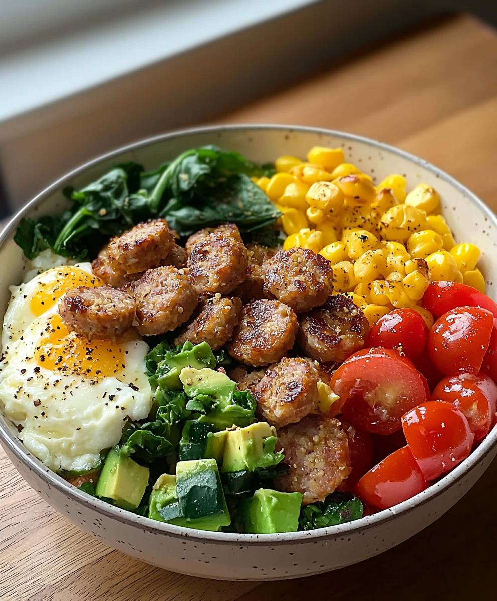Bol de petit dejeuner a la saucisse