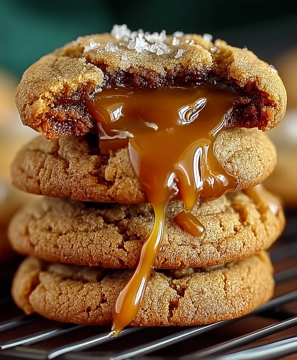 Biscuits collants fourrés au caramel