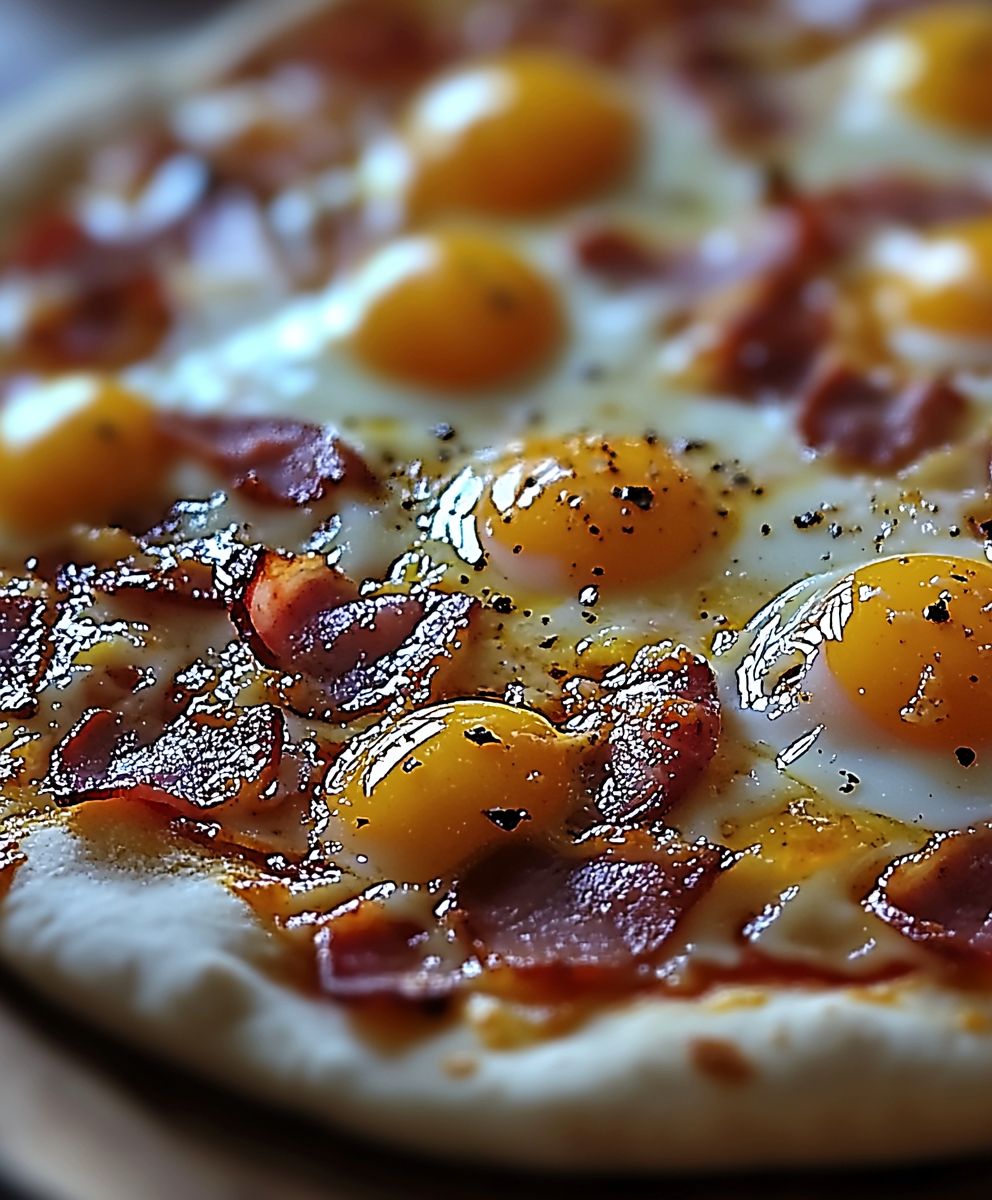 Pizza déjeuner jambon oeufs