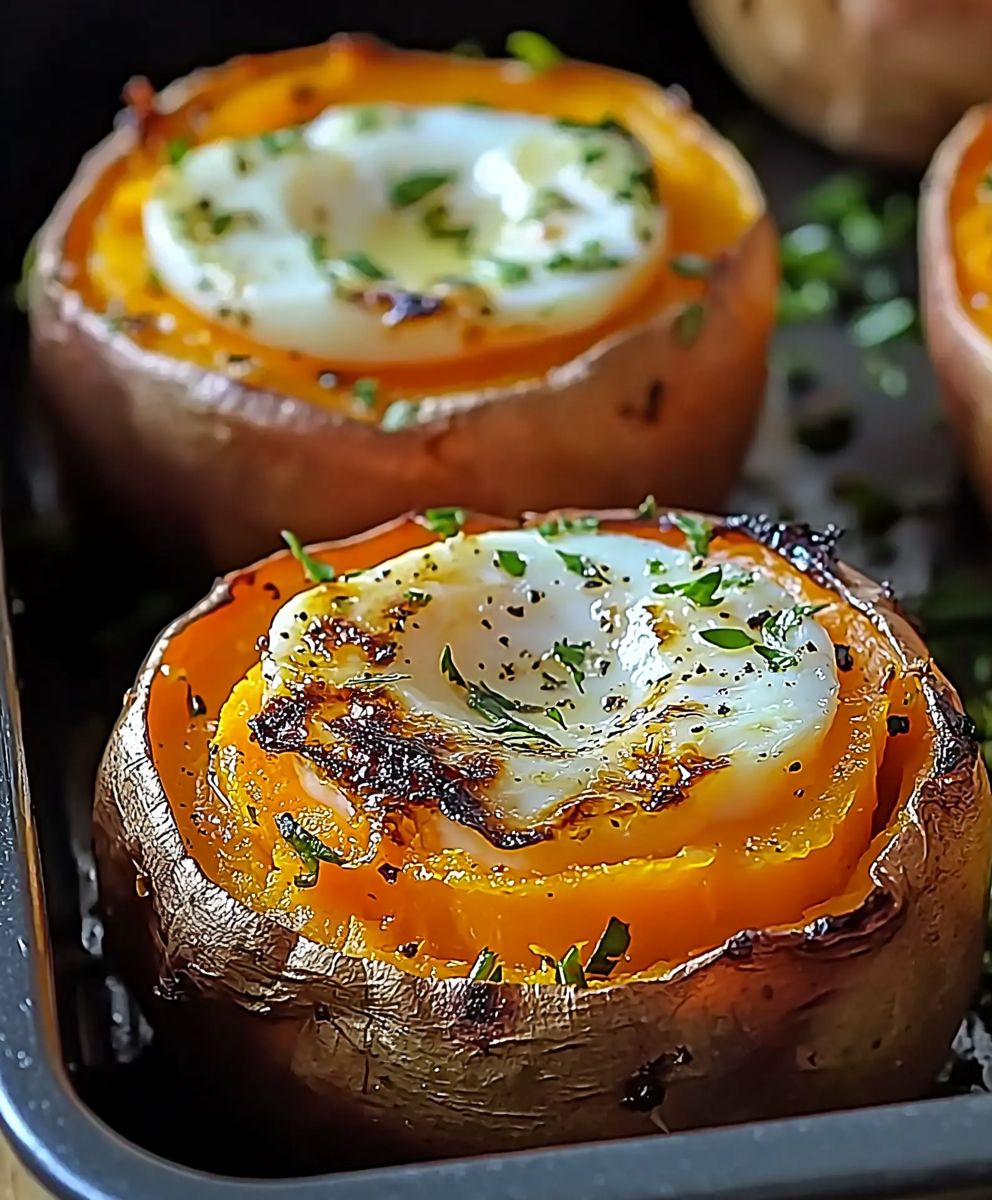 Patates douces ufs au four