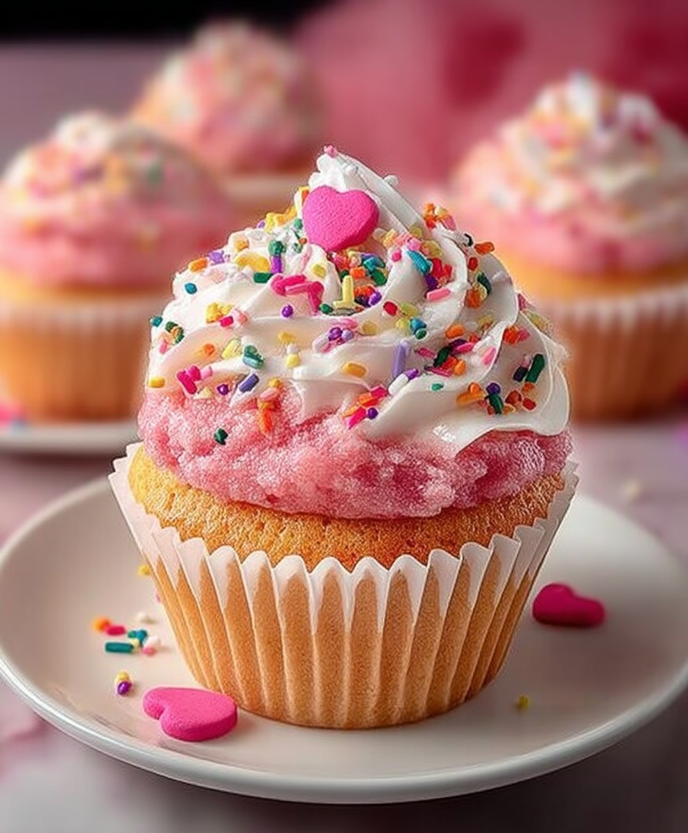 Cupcakes Funfetti Velours Rose