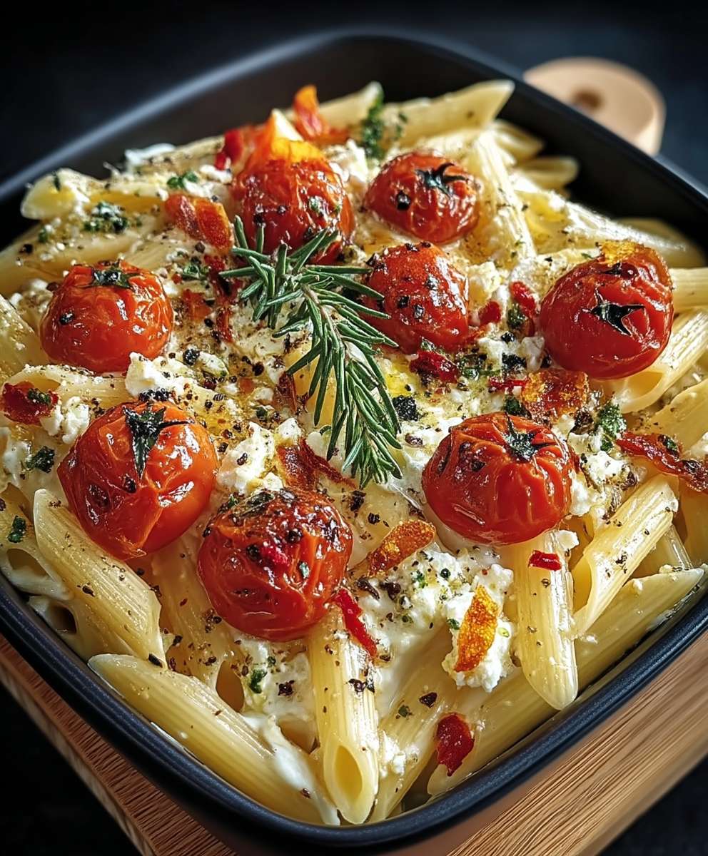 Pâtes crémeuses feta tomates cerises