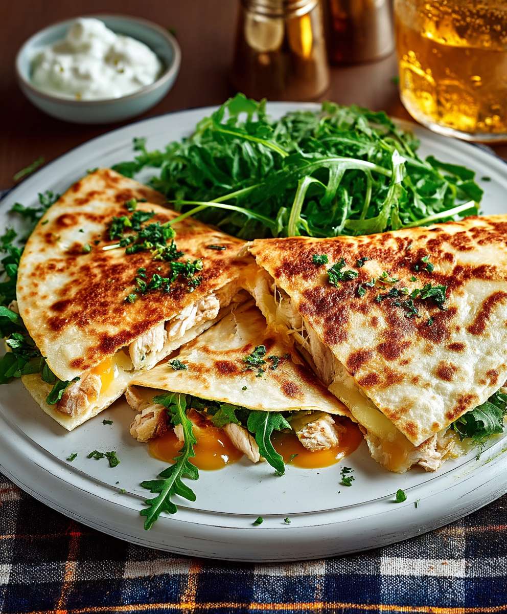 Quesadilla poulet roquette