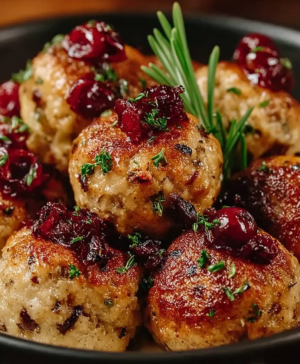 Boulettes dinde canneberges rôties four