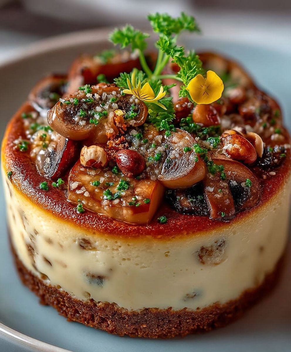 Cake aux champignons comté noisettes