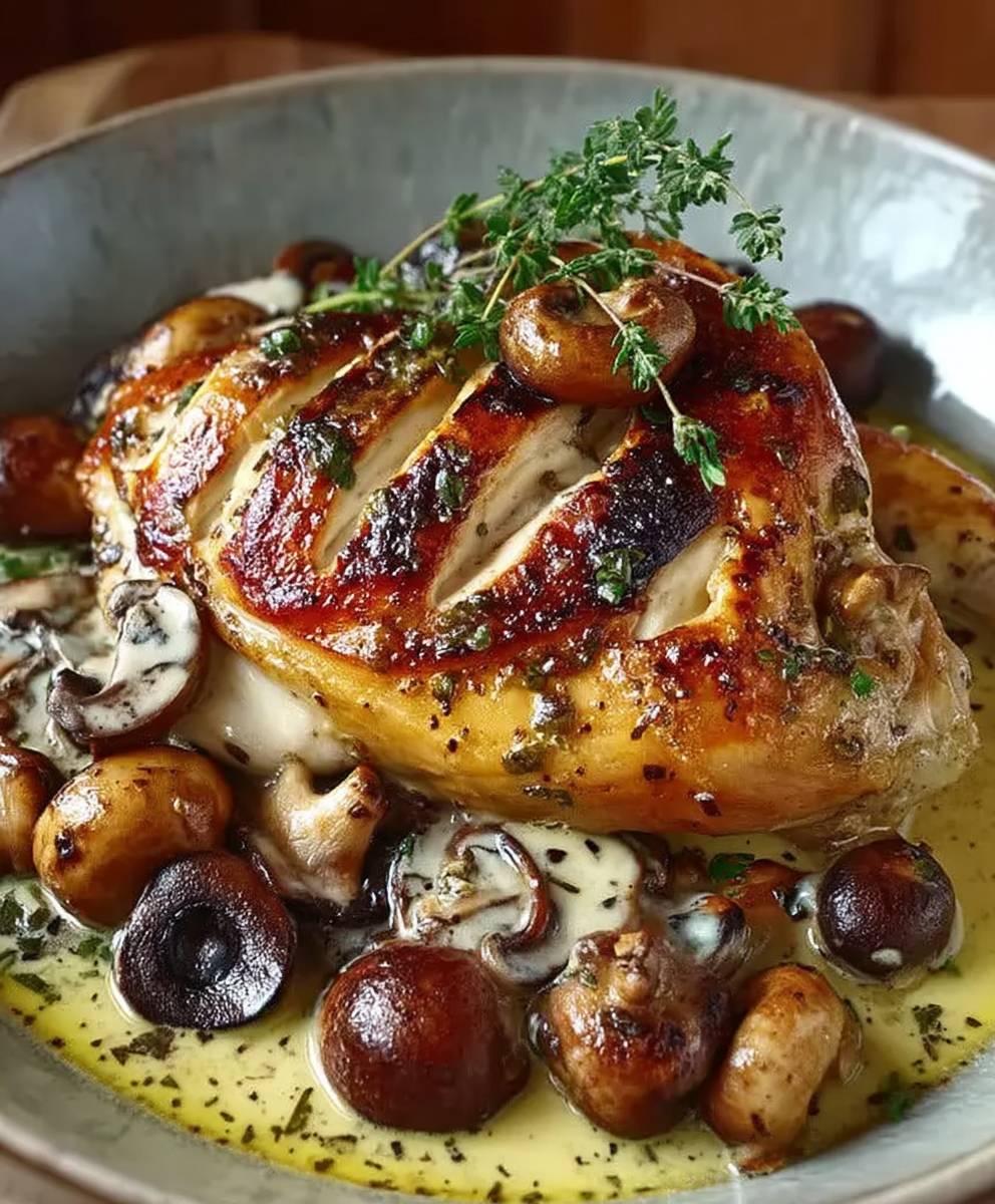 Poulet moutarde champignons