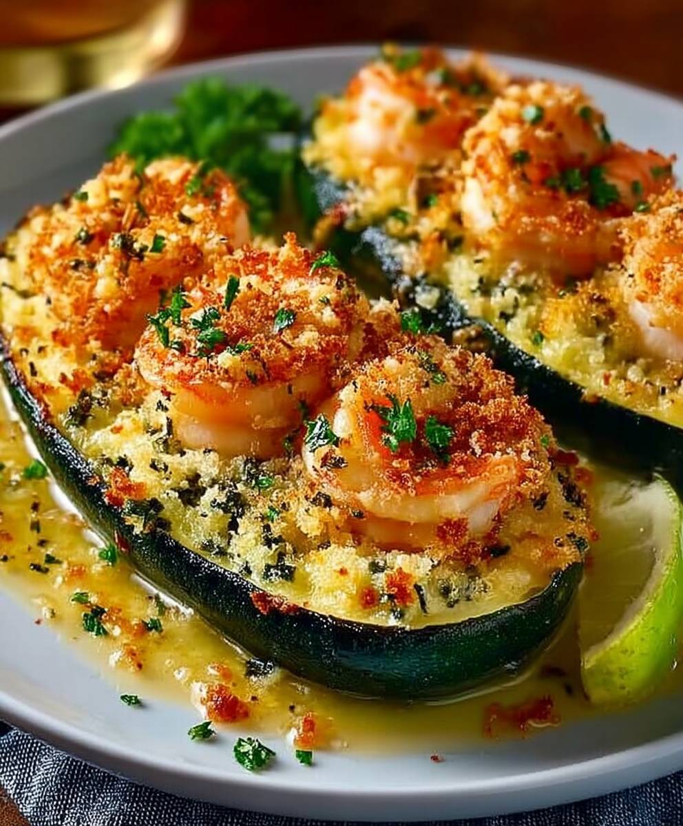 Courgettes gratinées crevettes panko