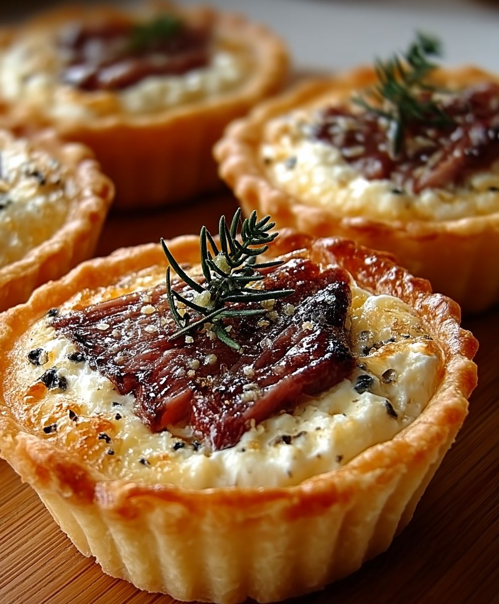 Tartelettes magret fumé fromage chèvre