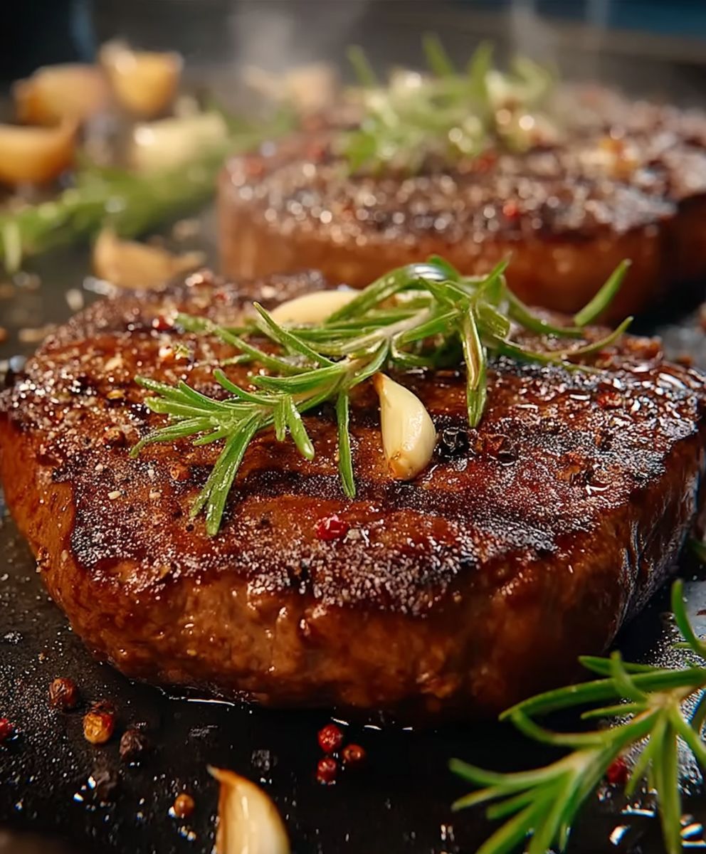 Steaks grillés ail romarin