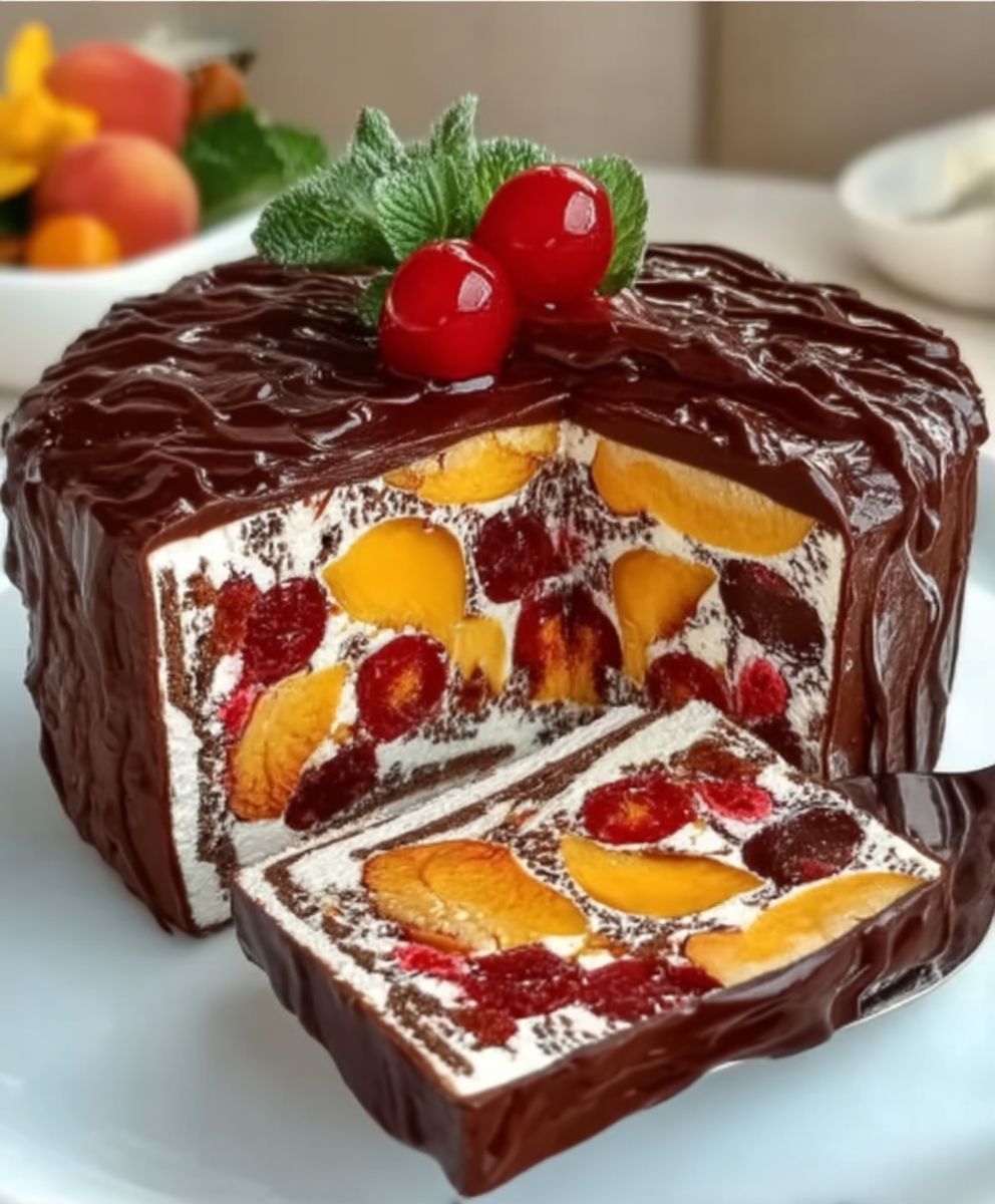 Gateau peches chocolat sans cuisson