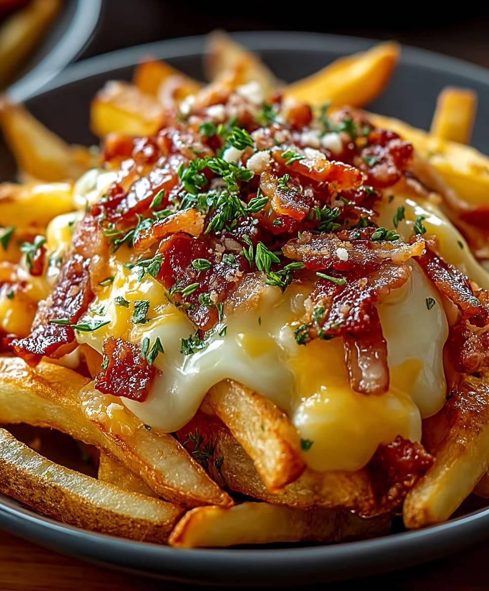 Frites chargées fromage bacon