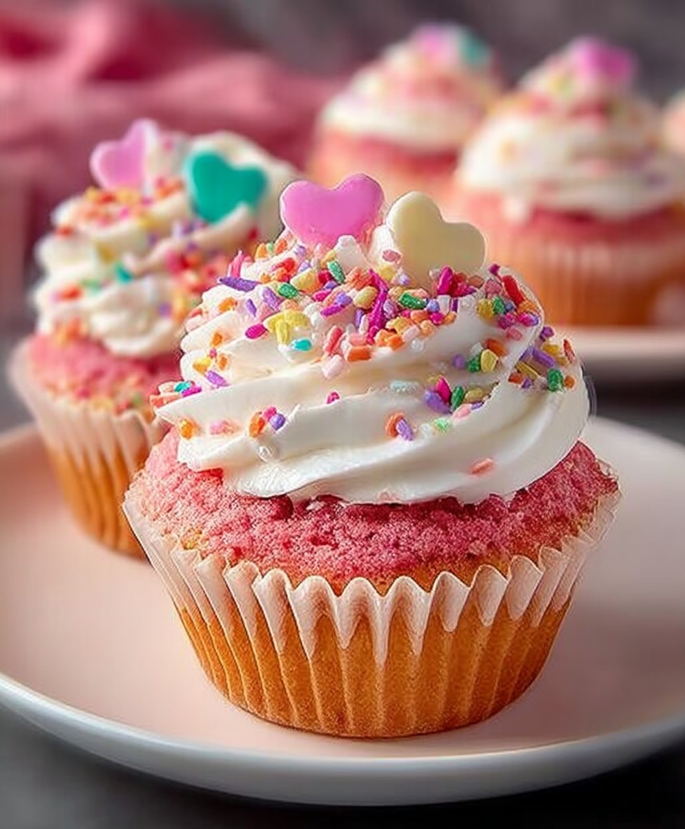 Cupcakes Funfetti Velours Rose