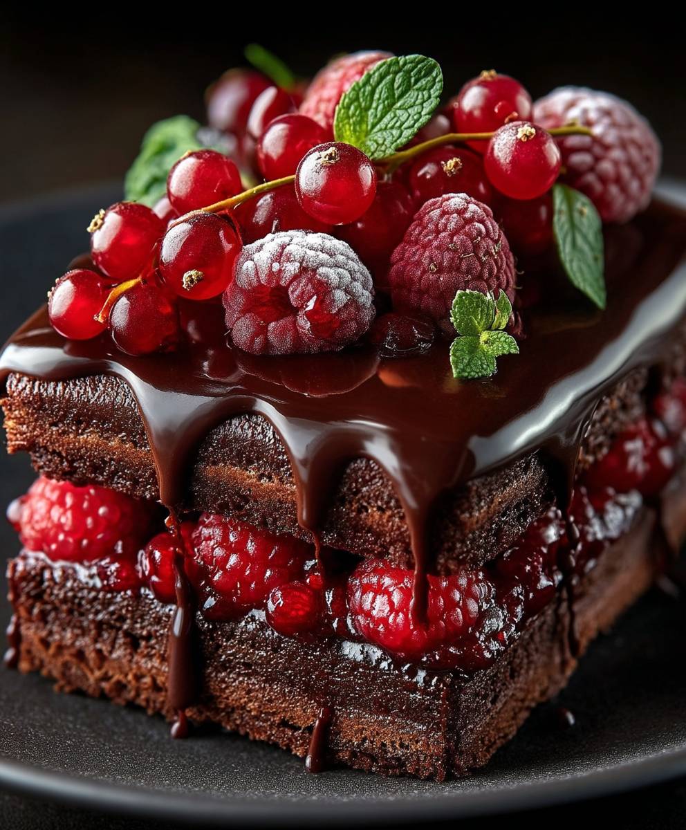 Gateau chocolat framboises