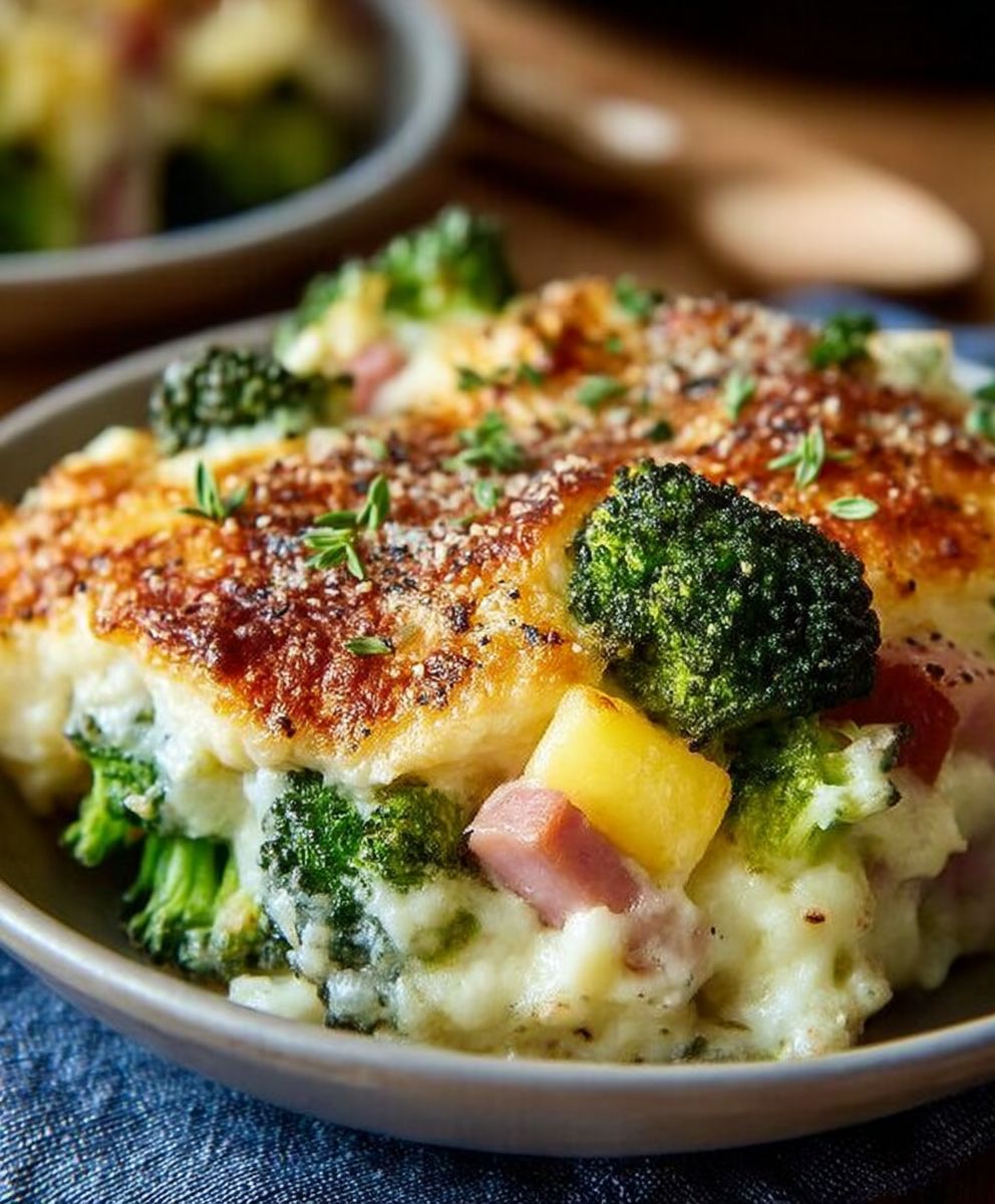 Casserole keto jambon brocoli