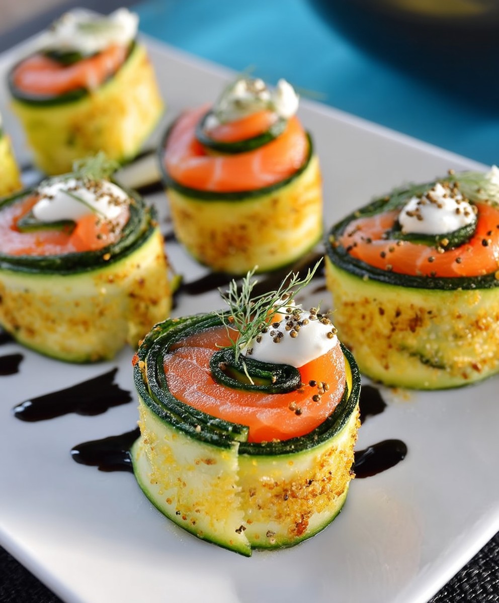 Roulés courgette truite fumée