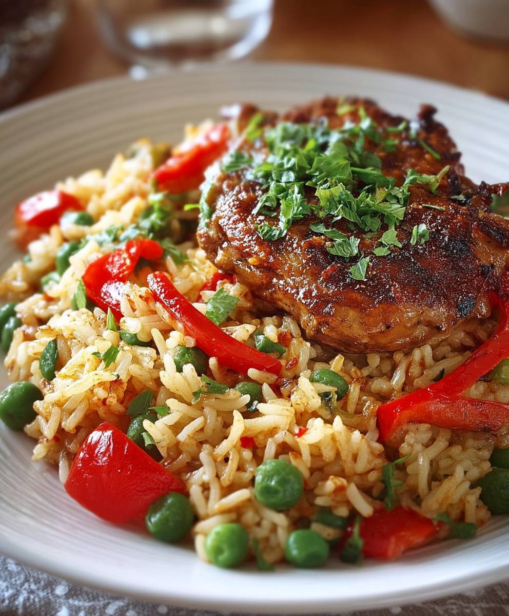 Riz au poulet et légumes
