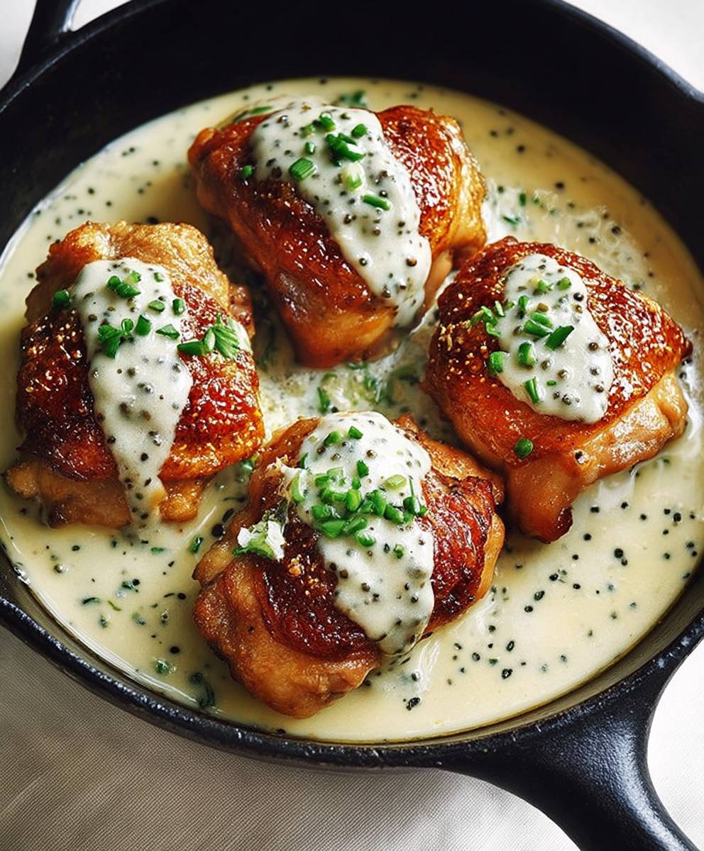 Poulet sauce poivre vert