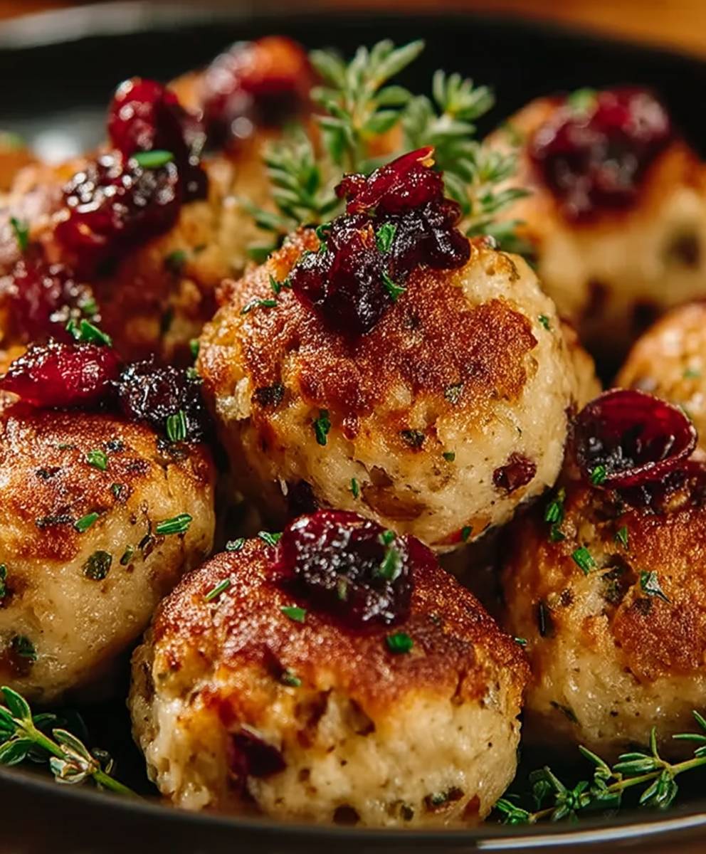 Boulettes dinde canneberges rôties four