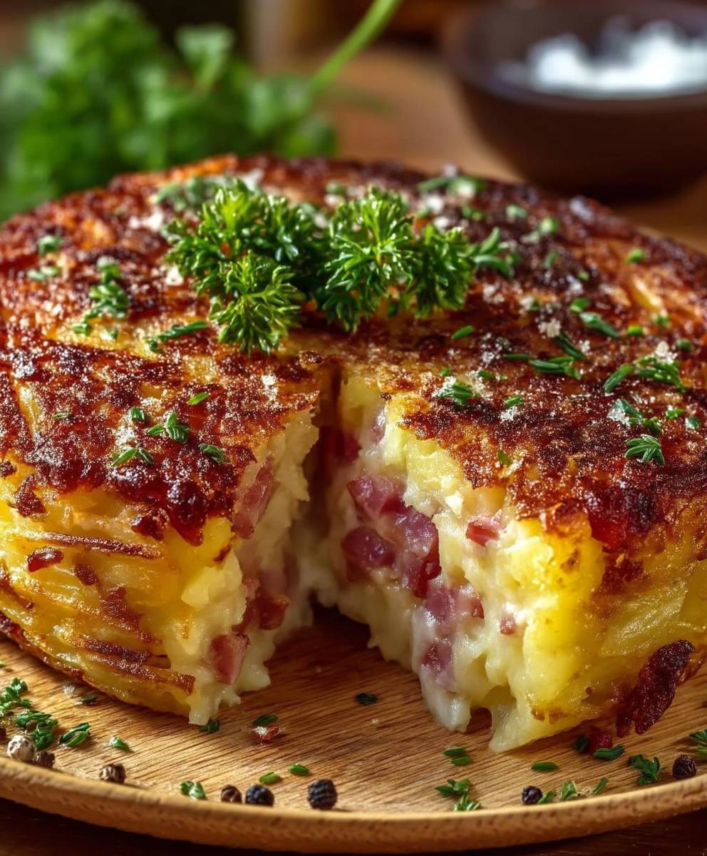 Gateau pommes de terre jambon fromage