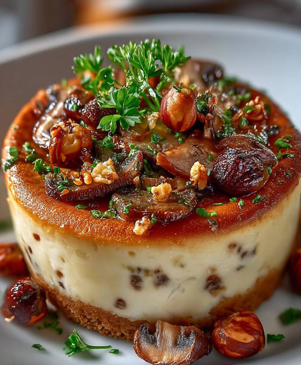 Cake aux champignons comté noisettes
