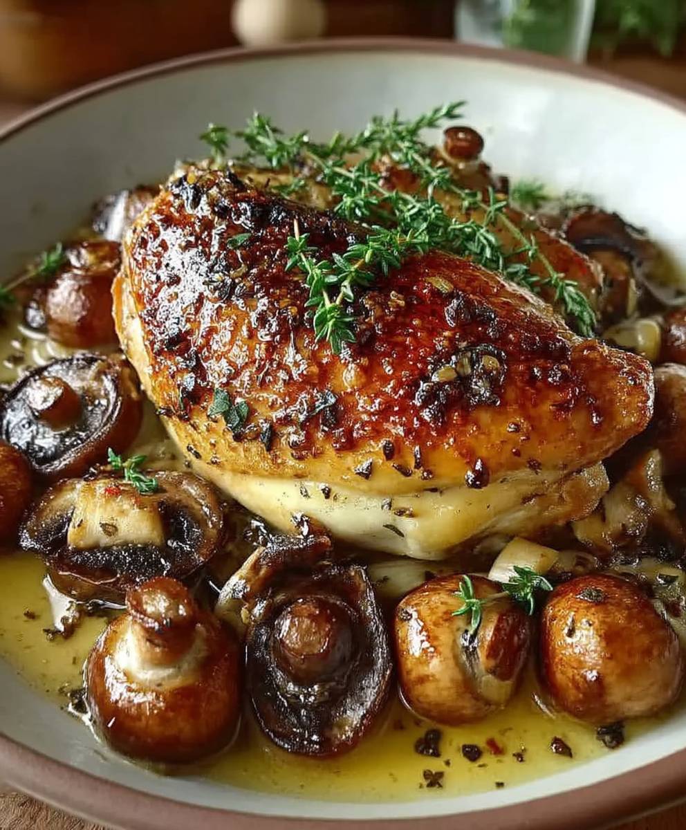 Poulet moutarde champignons
