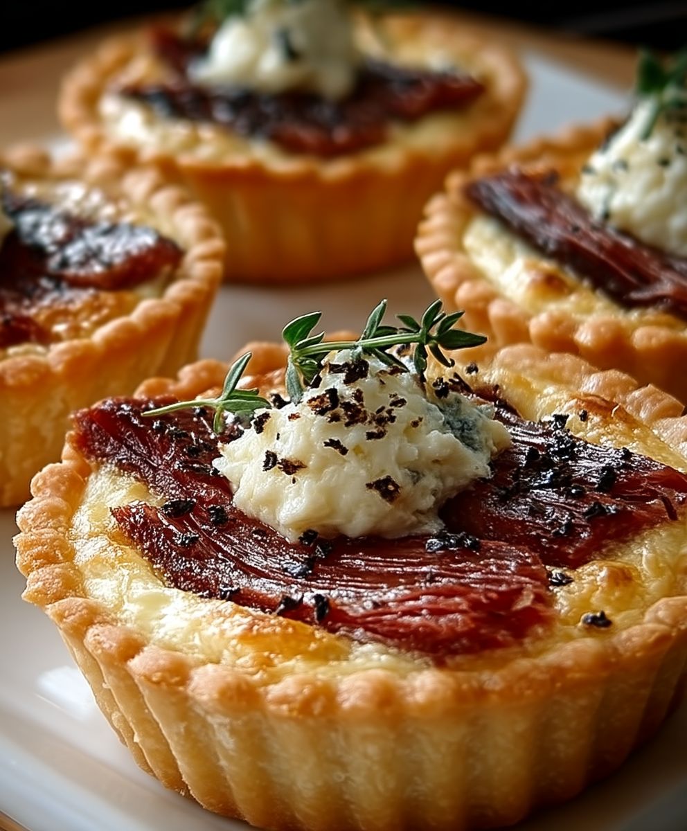 Tartelettes magret fumé fromage chèvre