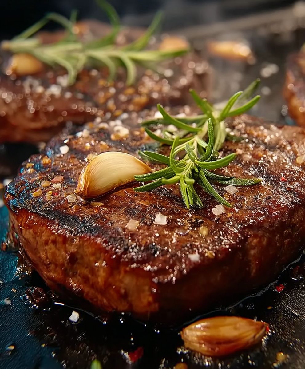 Steaks grillés ail romarin